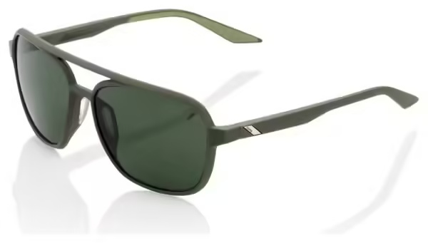 100% Kasia Women's Sunglasses Soft Tact Army Green \/ Grey Green Lens