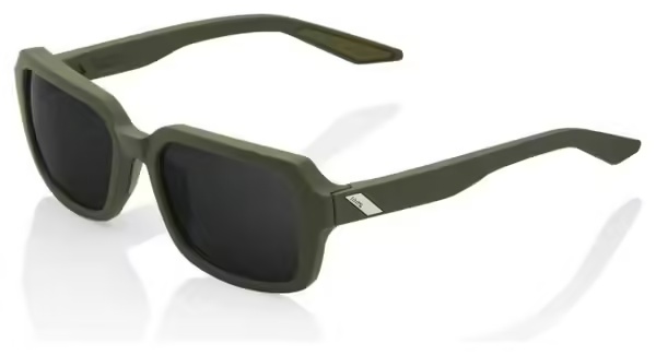 100% Rideley Sunglasses Soft Tact Green Army \/ Black Mirror Lens