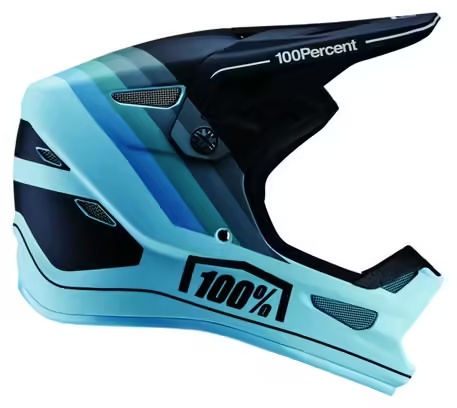 100% Status Grey\/Blue full-face helmet