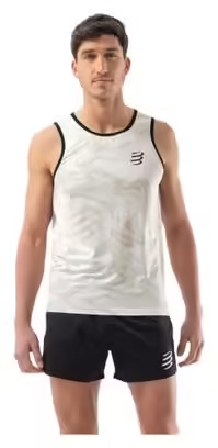 Men's Compressport Performance Singlet Tank Top White\/Brown