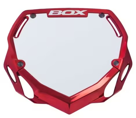 BOX Two Number Plate Red Chrome